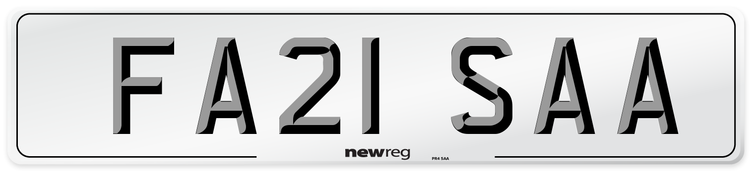 FA21 SAA Number Plate from New Reg